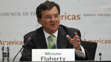 Canadian Finance Minister James Flaherty addresses the Washington Conference on the Americas at the State Department in Washington May 11, 2011. - Canadian Finance Minister James Flaherty addresses the Washington Conference on the Americas at the State Department in Washington May 11, 2011. | KEVIN LAMARQUE/REUTERS